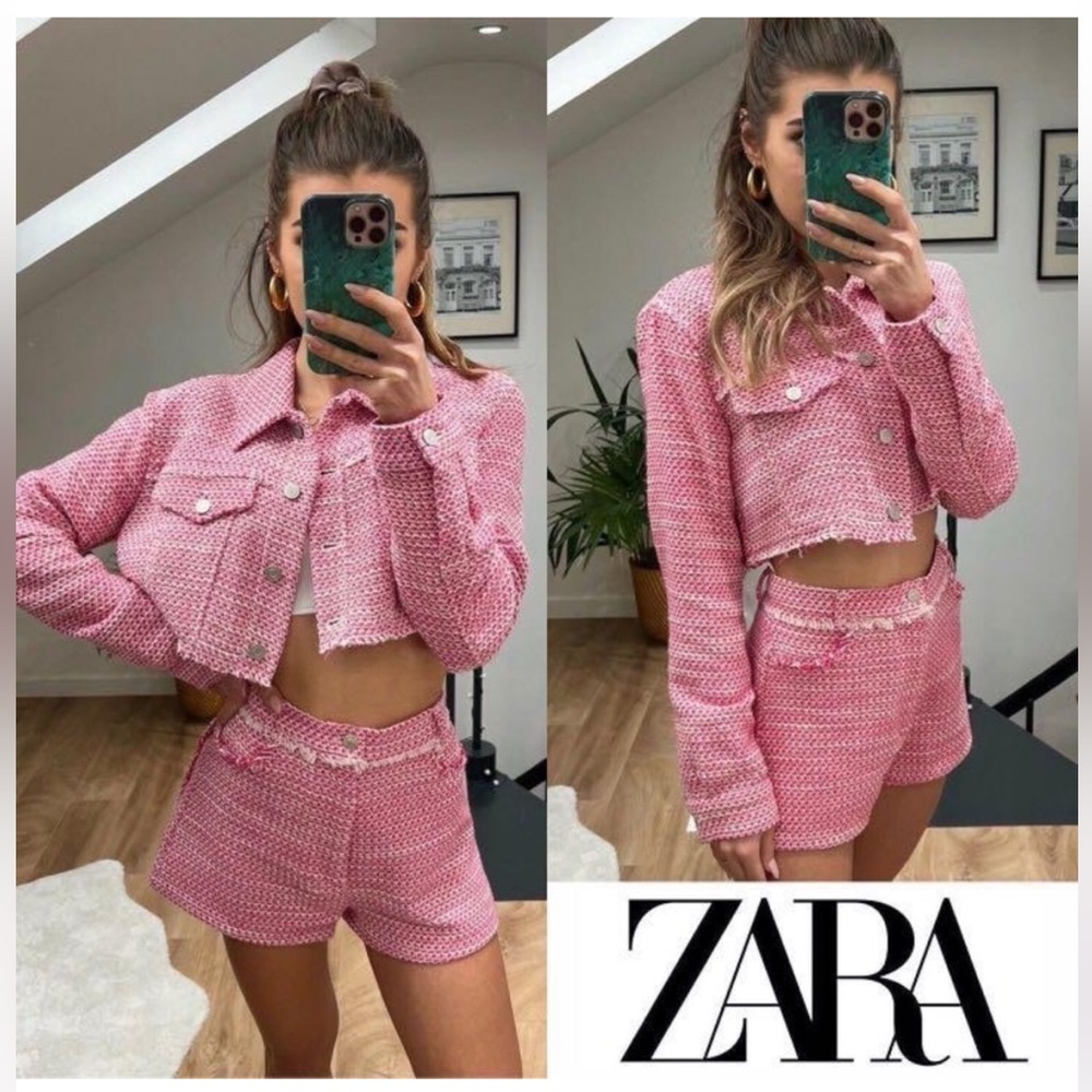 Barbie🩷Tweed shorts+jacket set
